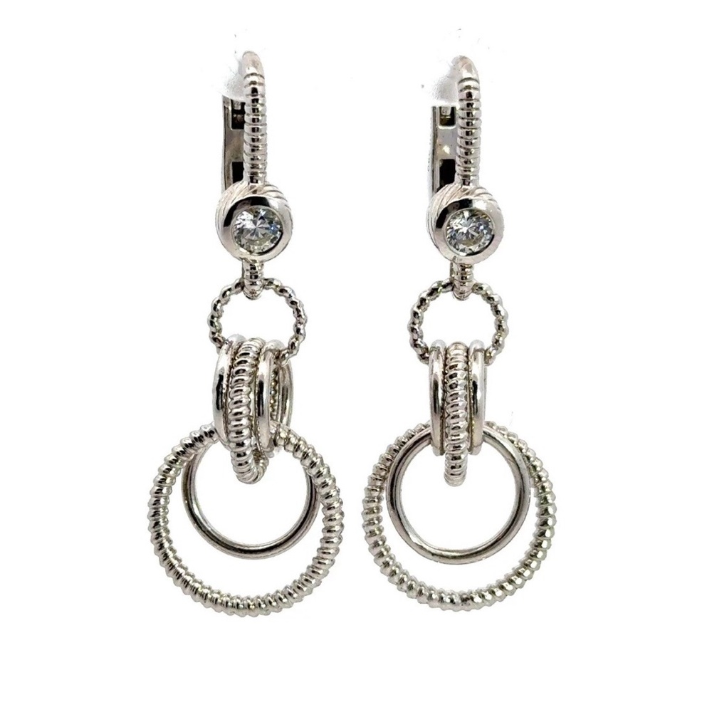 Judith Ripka CZ Cable Drop Earrings EUC